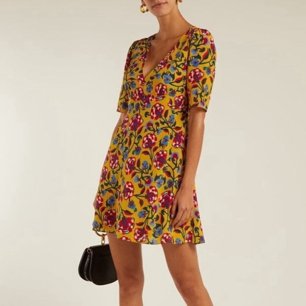 NWT Saloni Corinne silk floral mini dress